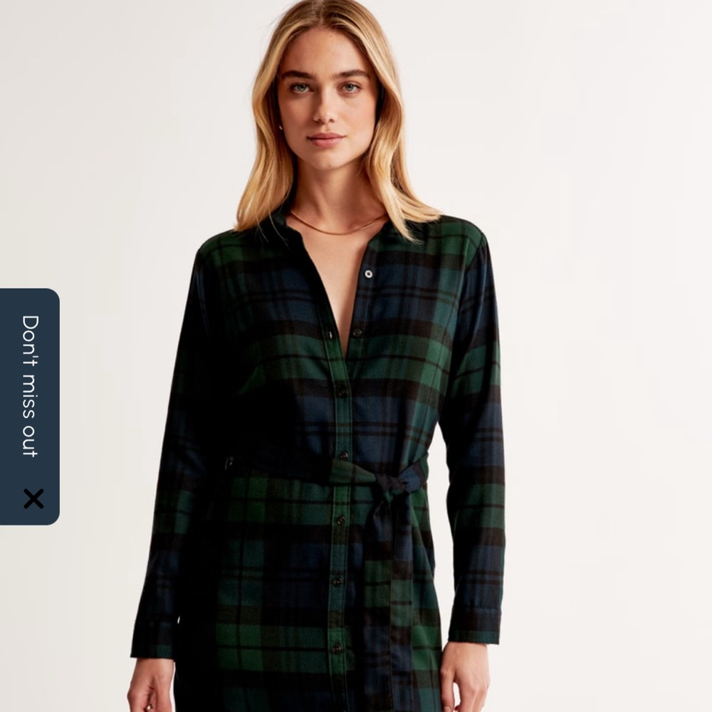 Abercrombie & Fitch Green and Black Plaid Shirt